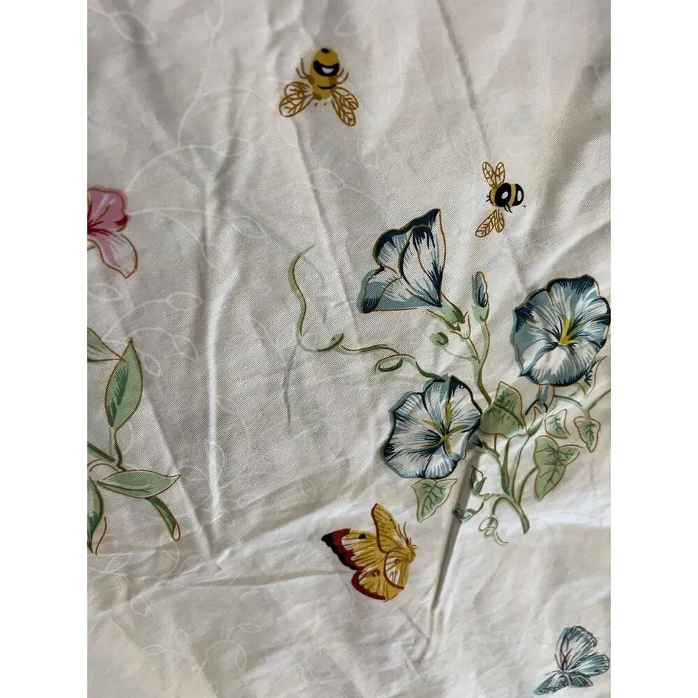 Butterfly Meadow Full Duvet Cover Natural Botanical 100% Cotton Floral Garden